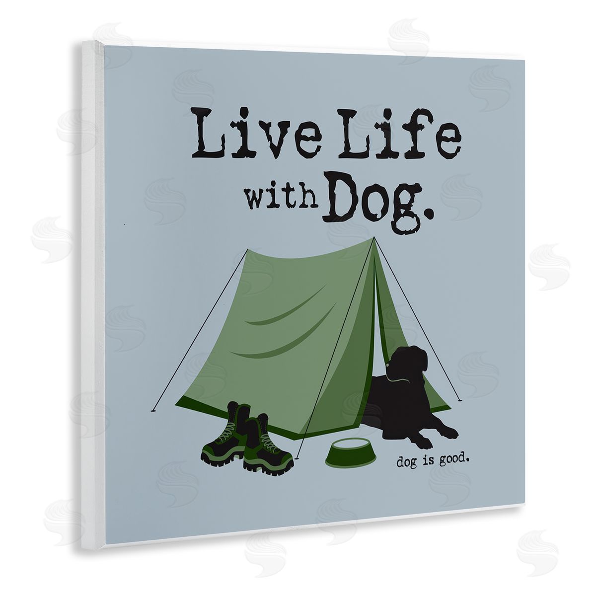 Dog Is Good Camping with Dog Wooden Wall Plaque Art Print