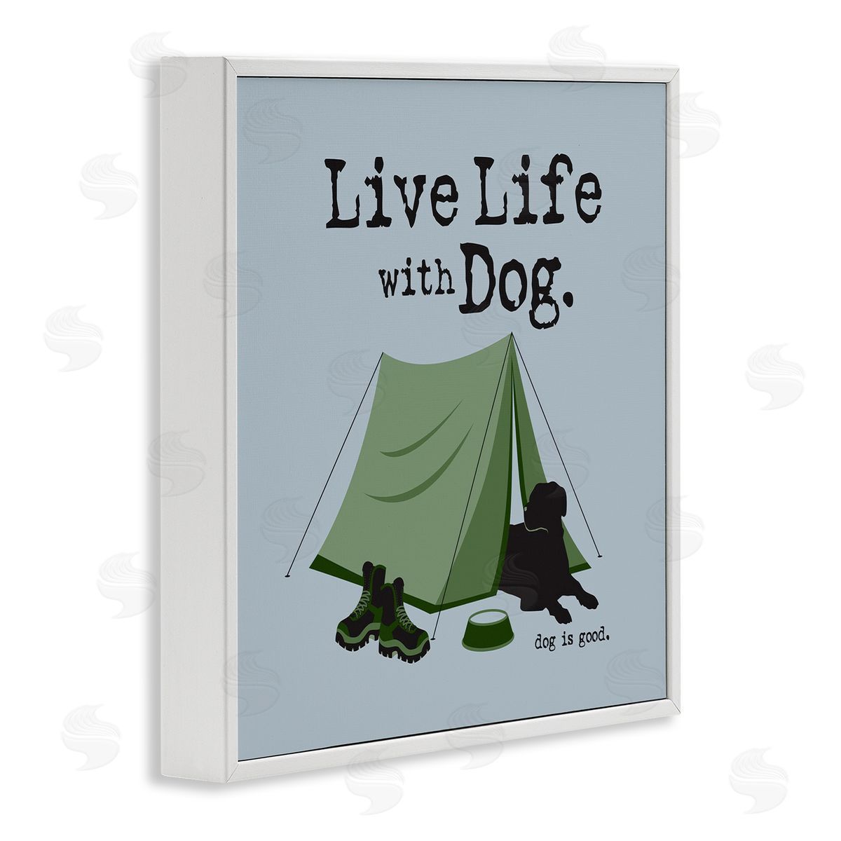 Dog Is Good Camping with Dog White Framed Giclee Wall Art Print