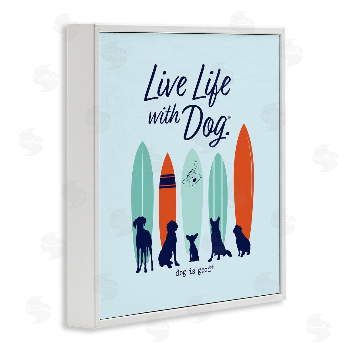 Dog Is Good Surfboards & Dogs Phrase White Framed Giclee Wall Art Print