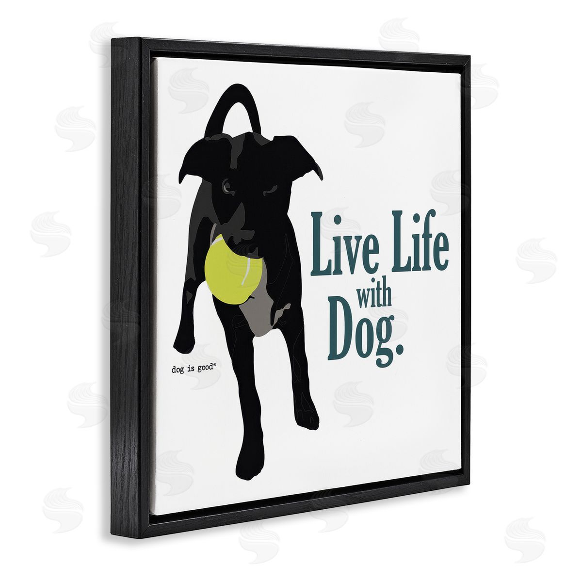 Dog Is Good Live Life with Dog Black Floating Frame Canvas Wall Art Print