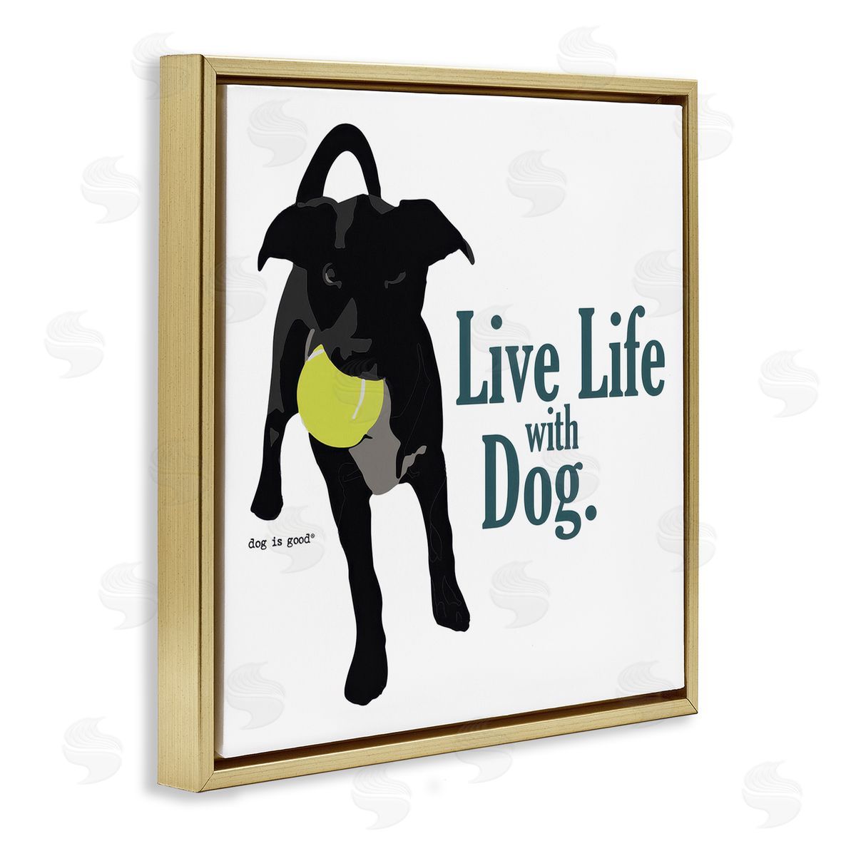 Dog Is Good Live Life with Dog Gold Floating Frame Canvas Wall Art Print