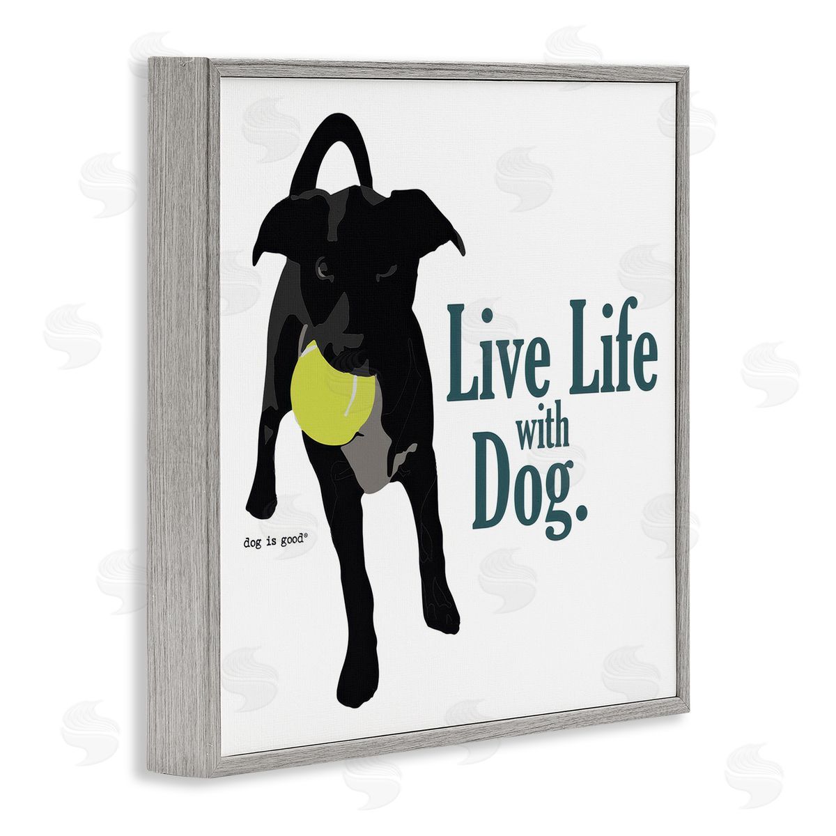 Dog Is Good Live Life with Dog Gray Framed Giclee Wall Art Print