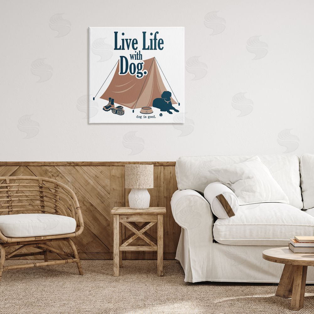 Dog Is Good Camping Life with Dog Canvas Wall Art Print in Room