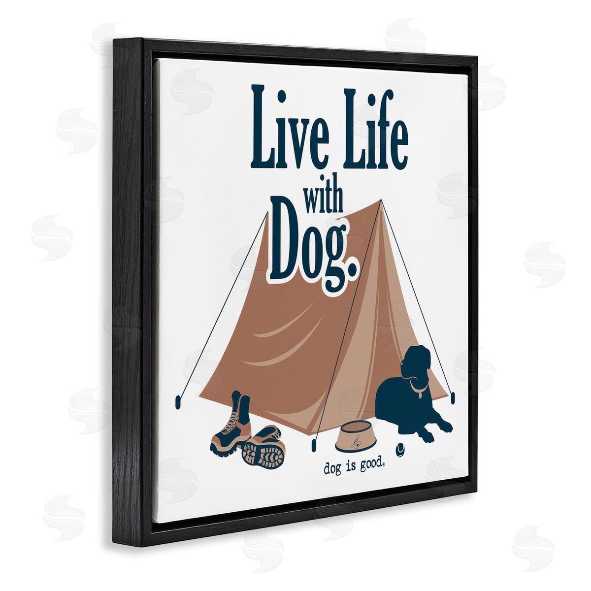 Dog Is Good Camping Life with Dog Black Floating Frame Canvas Wall Art Print