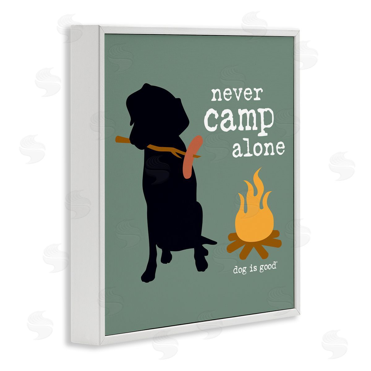 Dog Is Good Never Camp Alone Dog White Framed Giclee Wall Art Print