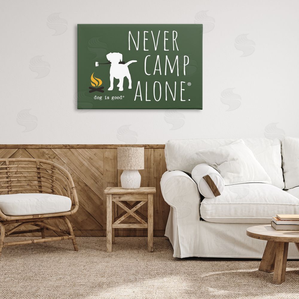 Dog Is Good Never Camp Alone Canvas Wall Art Print in Room