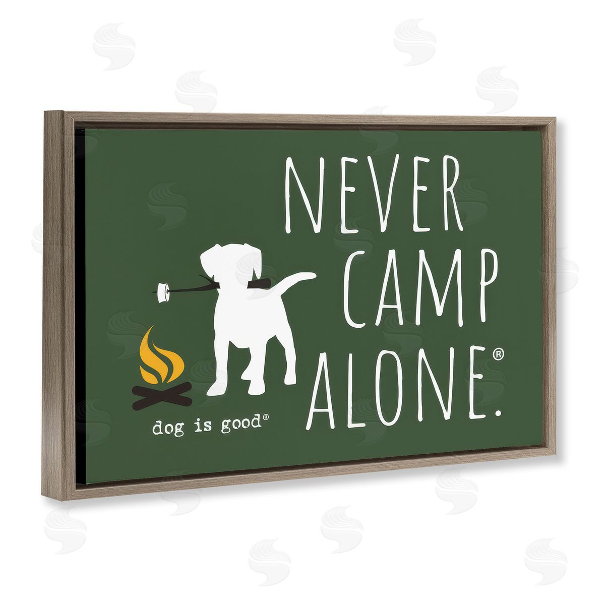 Dog Is Good Never Camp Alone Brown Floating Frame Canvas Wall Art Print