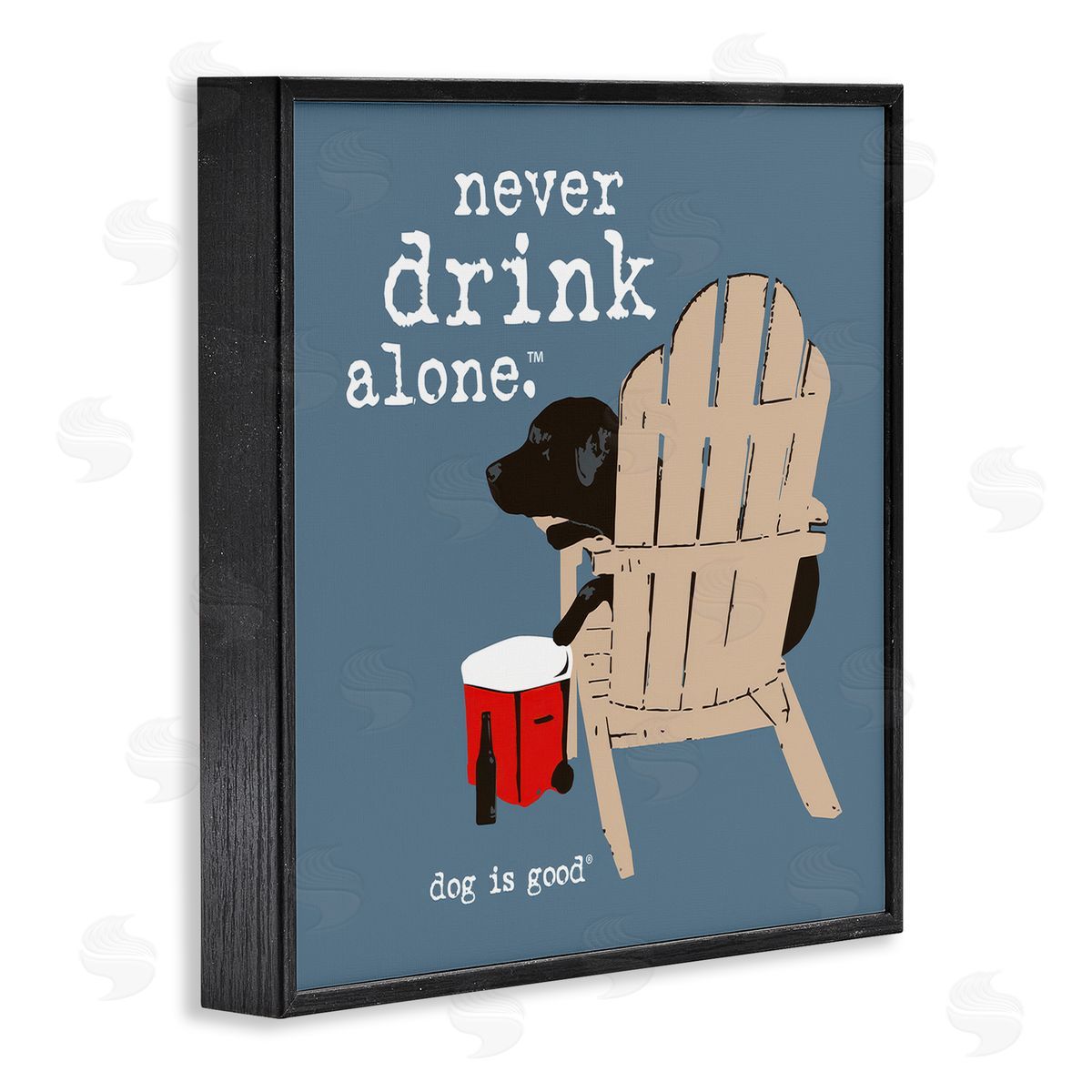 Dog Is Good Never Drink Alone Phrase Black Framed Giclee Wall Art Print