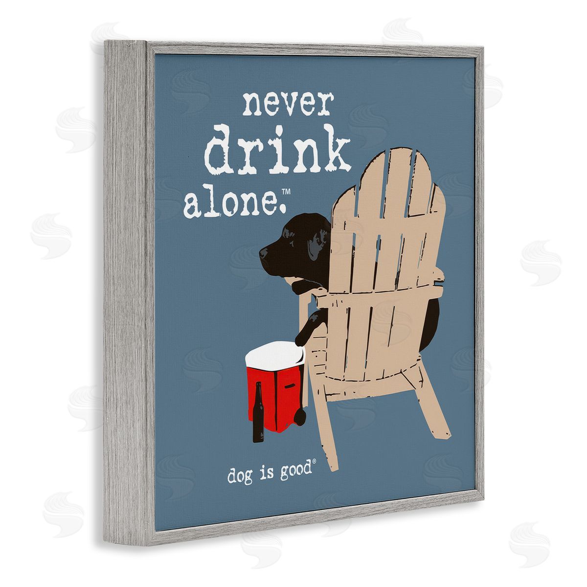 Dog Is Good Never Drink Alone Phrase Gray Framed Giclee Wall Art Print