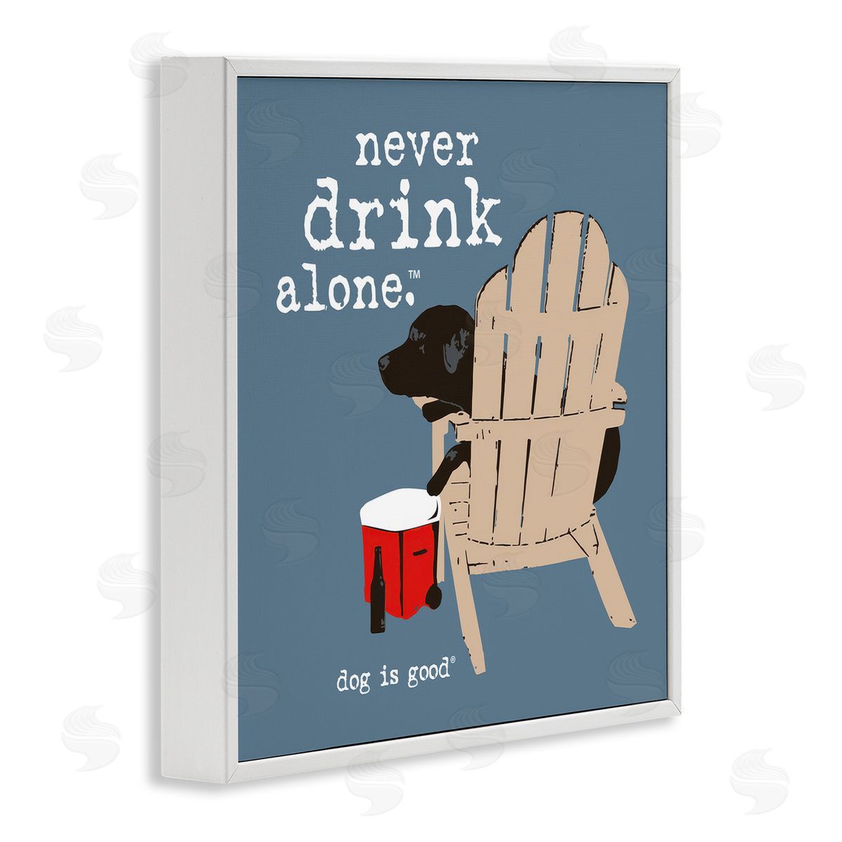 Dog Is Good Never Drink Alone Phrase White Framed Giclee Wall Art Print