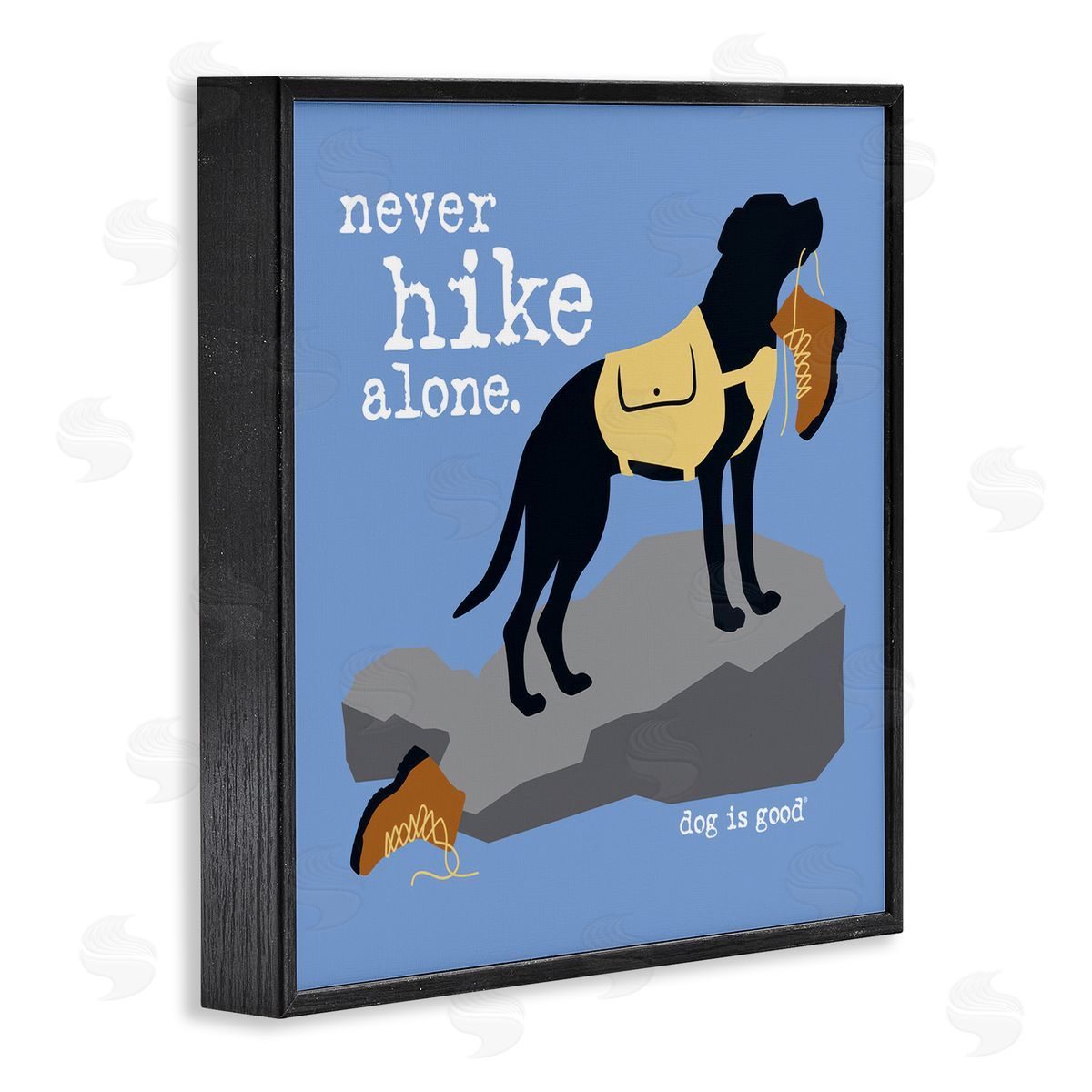 Dog Is Good Never Hike Alone Dog Black Framed Giclee Wall Art Print