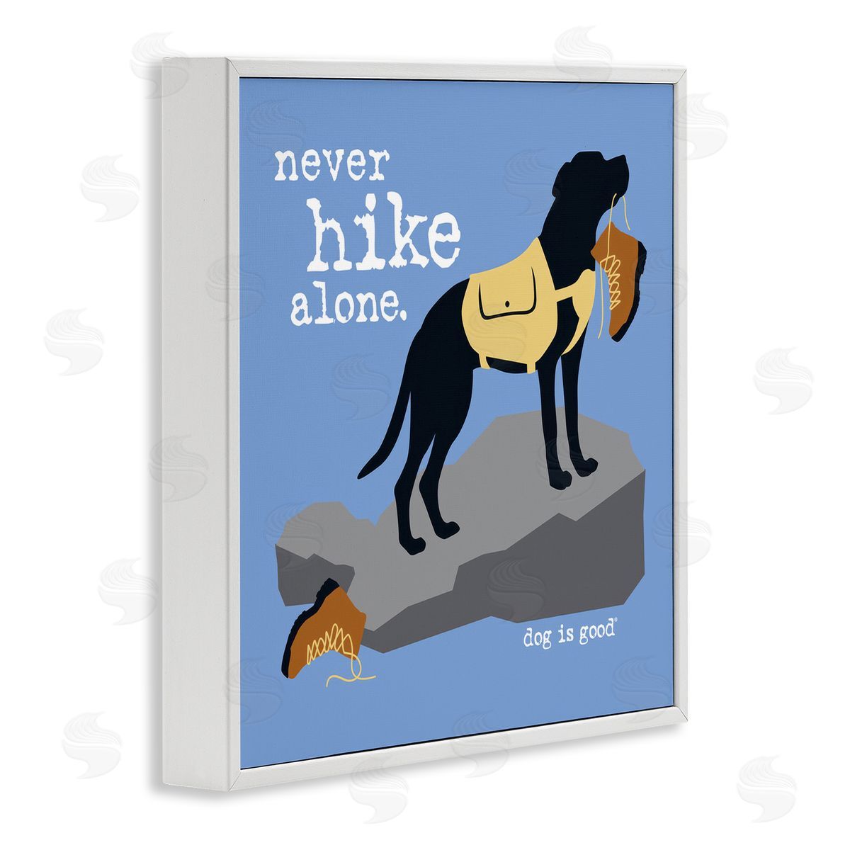 Dog Is Good Never Hike Alone Dog White Framed Giclee Wall Art Print
