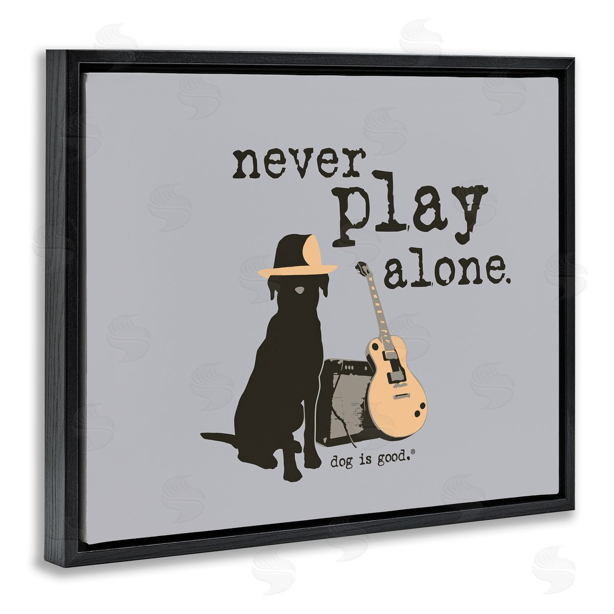 Never Play Alone with Dog Black Floating Frame Canvas Wall Art, Home Decor by Dog Is Good