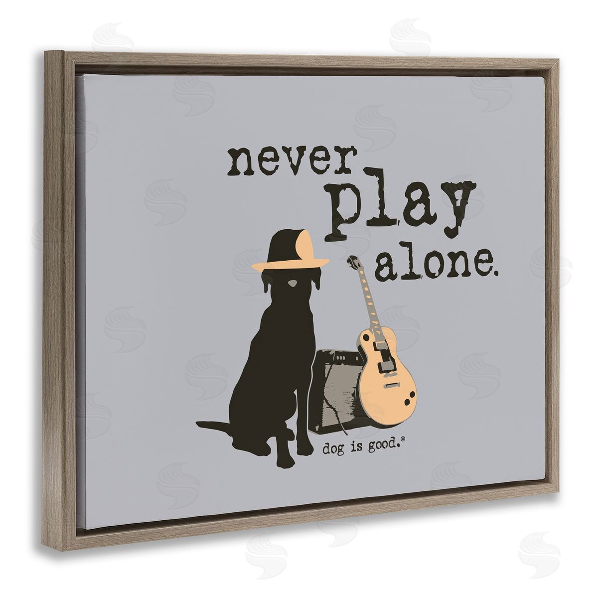 Never Play Alone with Dog Brown Floating Frame Canvas Wall Art, Home Decor by Dog Is Good