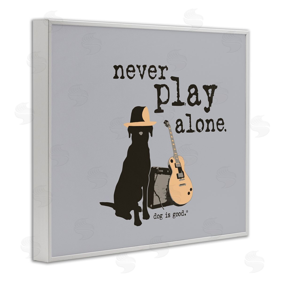 Never Play Alone with Dog White Frame Print Wall Art, Home Decor by Dog Is Good