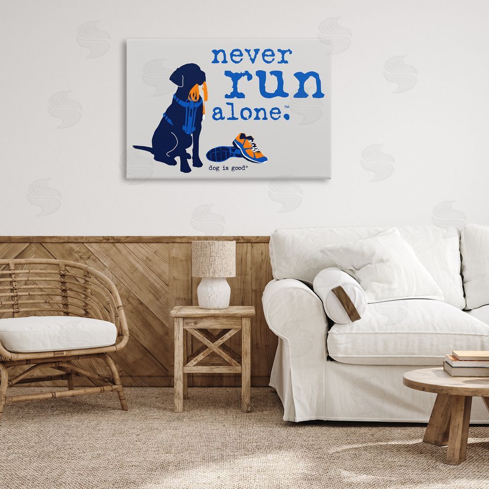 Dog Is Good Never Run Alone Dog Canvas Wall Art Print in Room