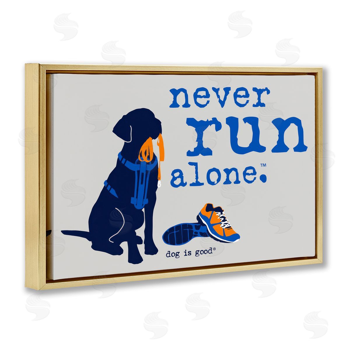 Dog Is Good Never Run Alone Dog Gold Floating Frame Canvas Wall Art Print