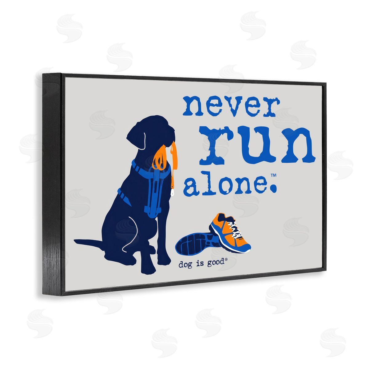 Dog Is Good Never Run Alone Dog Black Framed Giclee Wall Art Print