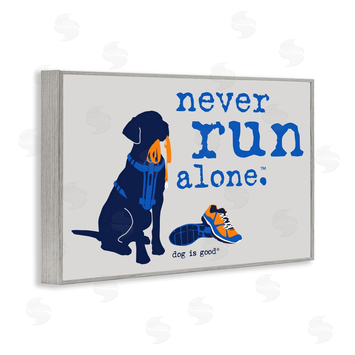 Dog Is Good Never Run Alone Dog Gray Framed Giclee Wall Art Print
