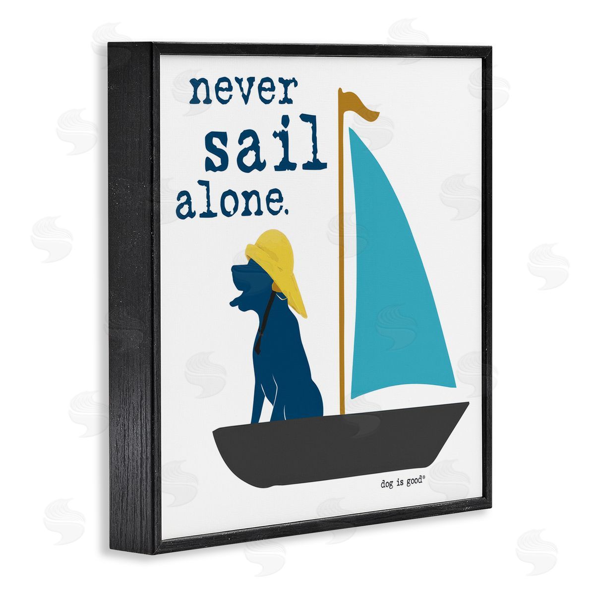 Dog Is Good Never Sail Alone Dog Black Framed Giclee Wall Art Print