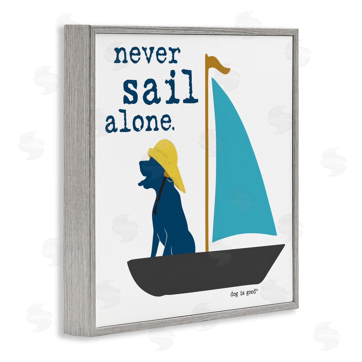 Dog Is Good Never Sail Alone Dog Gray Framed Giclee Wall Art Print