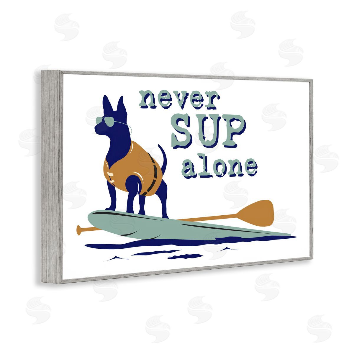 Dog Is Good Never Paddleboard Alone Dog Gray Framed Giclee Wall Art Print