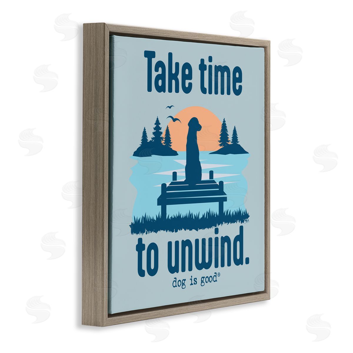 Dog Is Good Take Time to Unwind Brown Floating Frame Canvas Wall Art Print