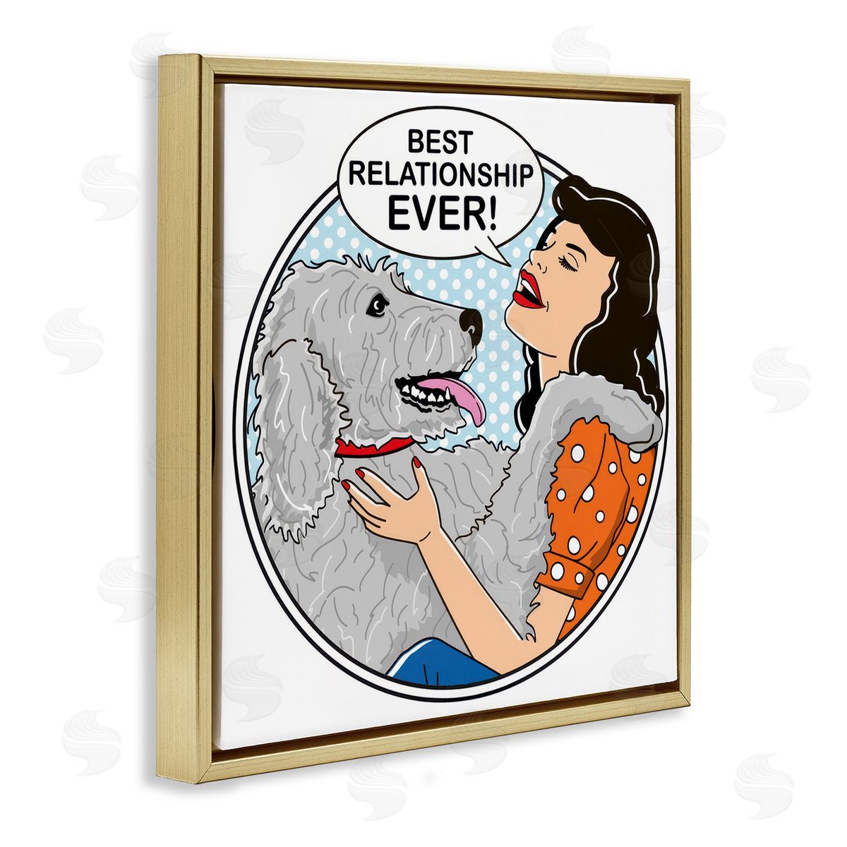 Dog Is Good Best Relationship Ever Dog Gold Floating Frame Canvas Wall Art Print