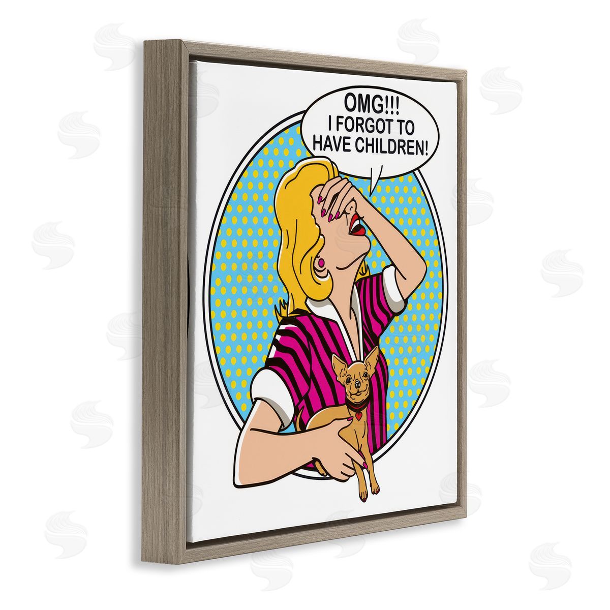 Dog Is Good Forgot To Have Children Brown Floating Frame Canvas Wall Art Print