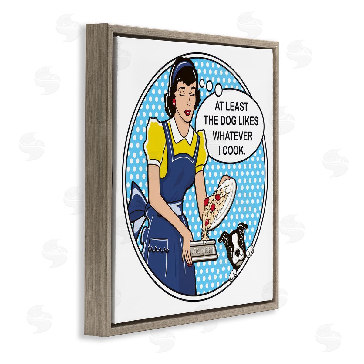 Dog Is Good Funny Vintage Dog Phrase Brown Floating Frame Canvas Wall Art Print