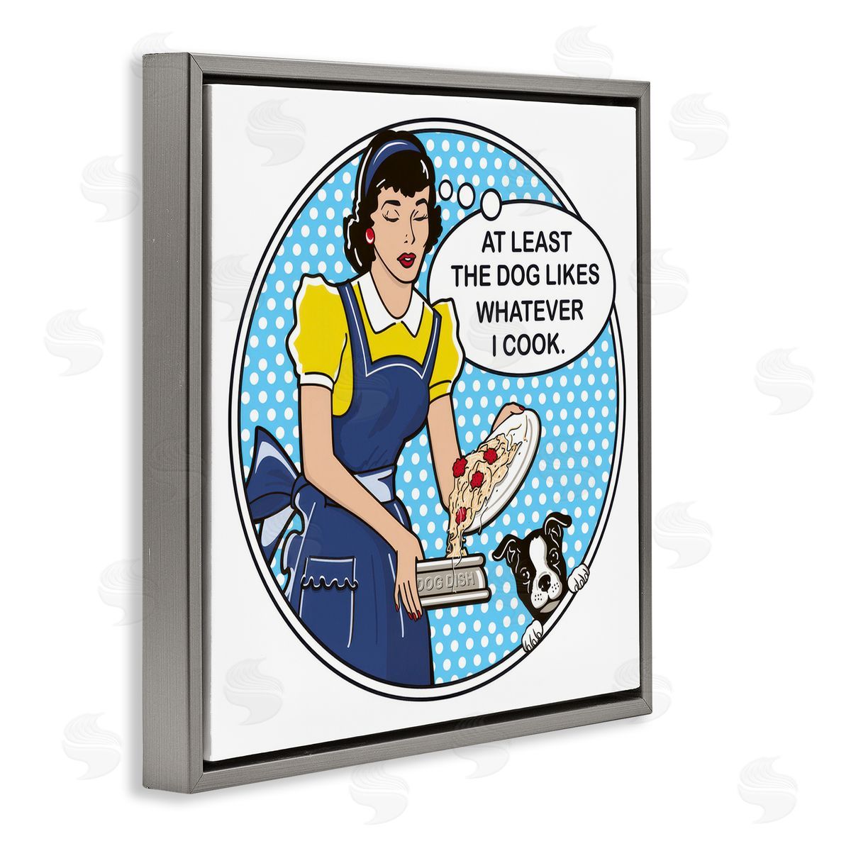 Dog Is Good Funny Vintage Dog Phrase Gray Floating Frame Canvas Wall Art Print