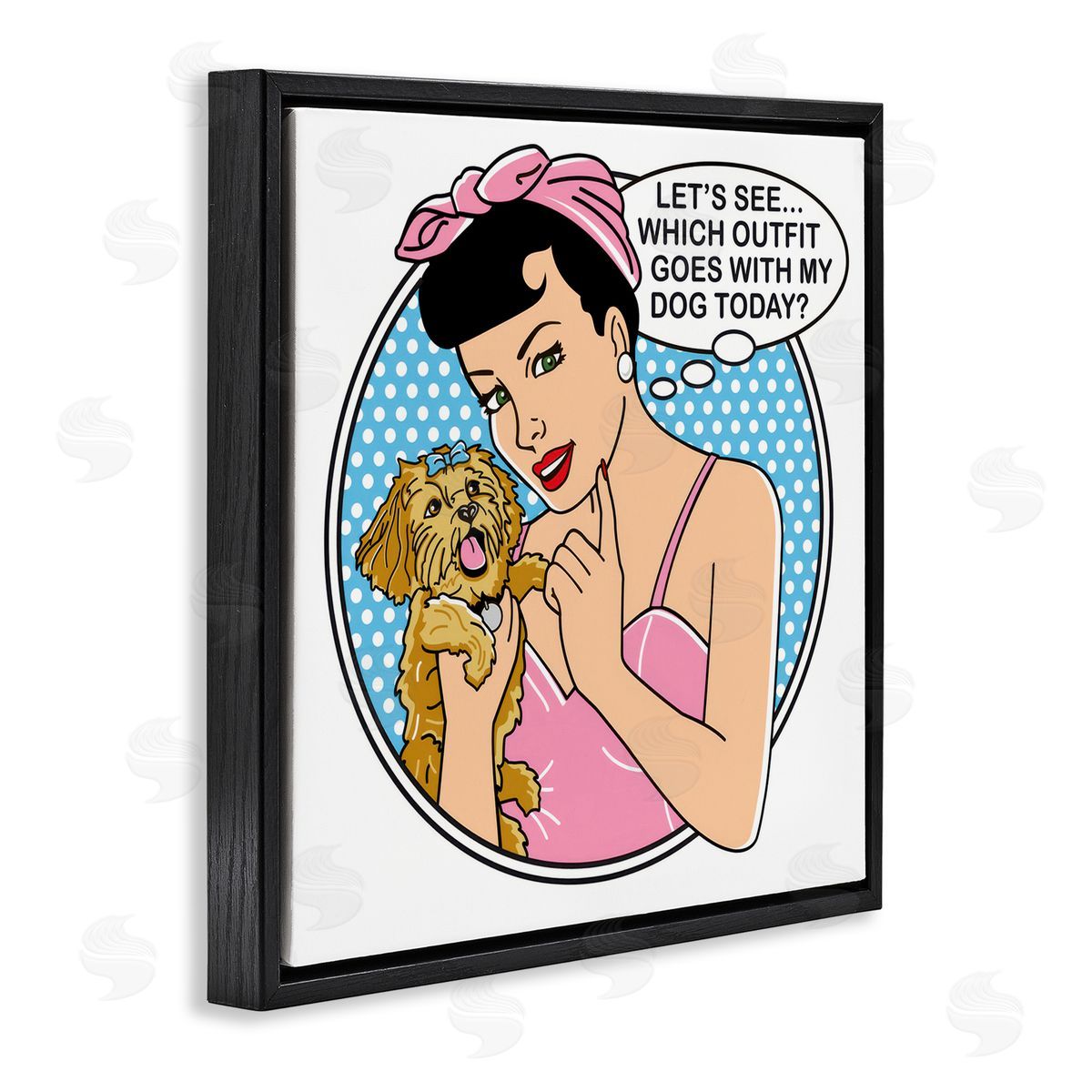 Dog Is Good Which Outfit with Dog Black Floating Frame Canvas Wall Art Print