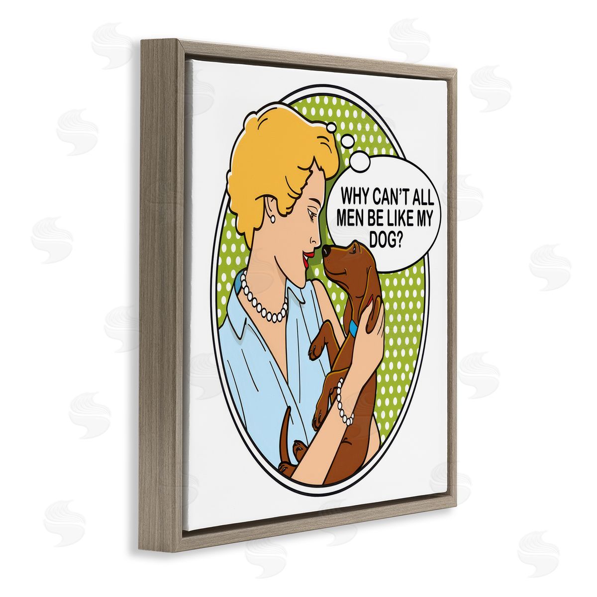 Dog Is Good Funny Men & Dogs Brown Floating Frame Canvas Wall Art Print