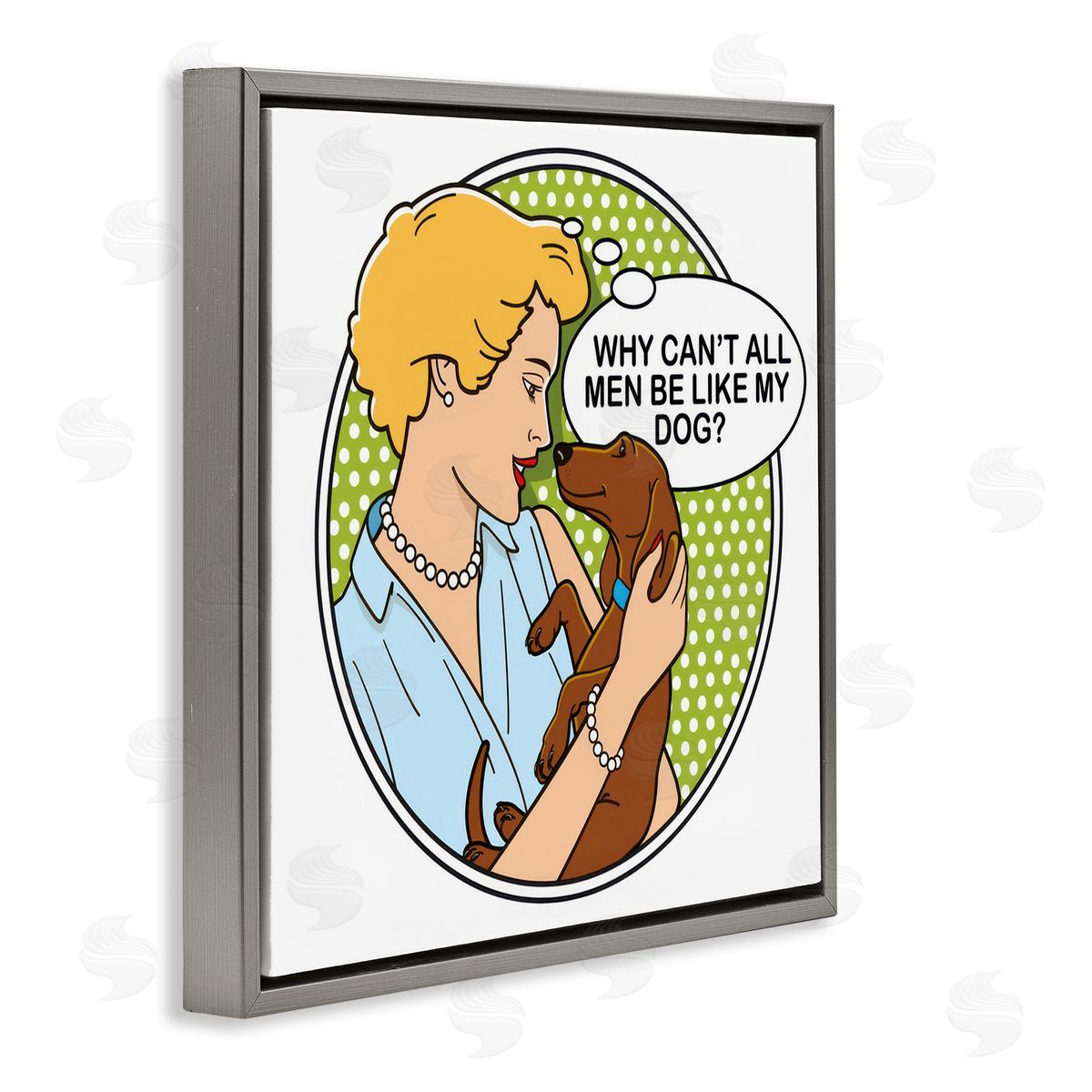 Dog Is Good Funny Men & Dogs Gray Floating Frame Canvas Wall Art Print