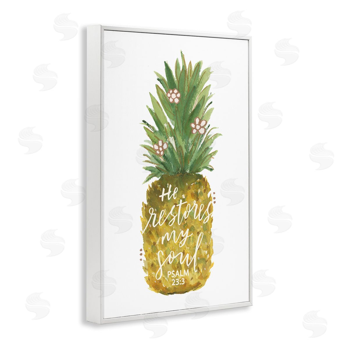 Blue Chair Blessing Restores My Soul Pineapple White Framed Giclee Wall Art Print