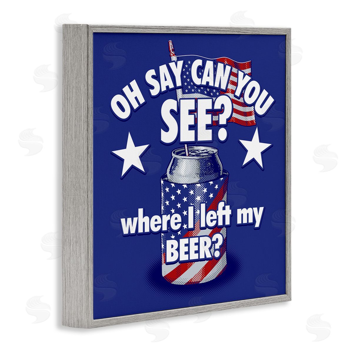 Jedco Brands Inc. Funny Patriotic Beer Gray Framed Giclee Wall Art Print