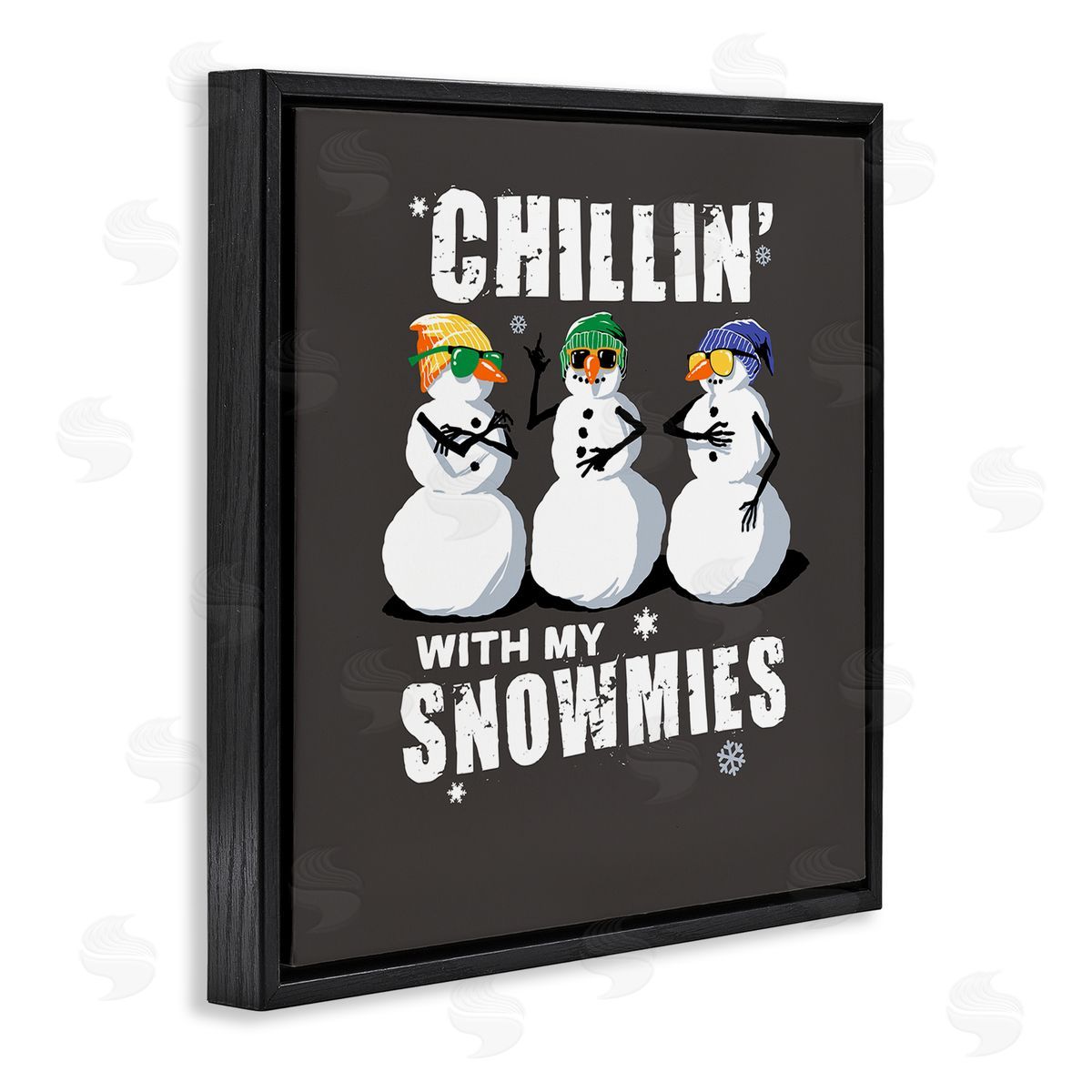 Chillin' With Snowmies Snowmen Black Floating Frame Canvas Wall Art, Home Decor by Jedco Brands, Inc.