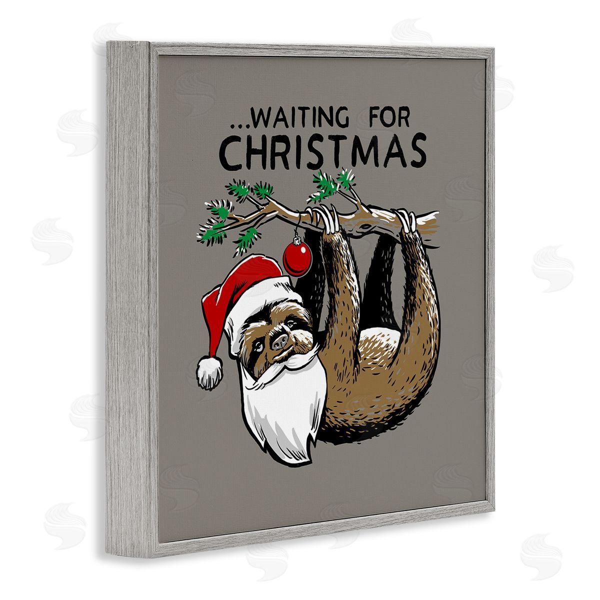 Santa Christmas Sloth Grey Frame Print Wall Art, Home Decor by Jedco Brands, Inc.