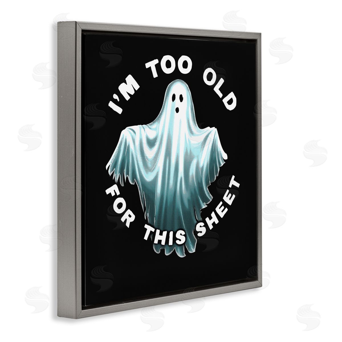 Jedco Brands Inc. Too Old For This Sheet Gray Floating Frame Canvas Wall Art Print