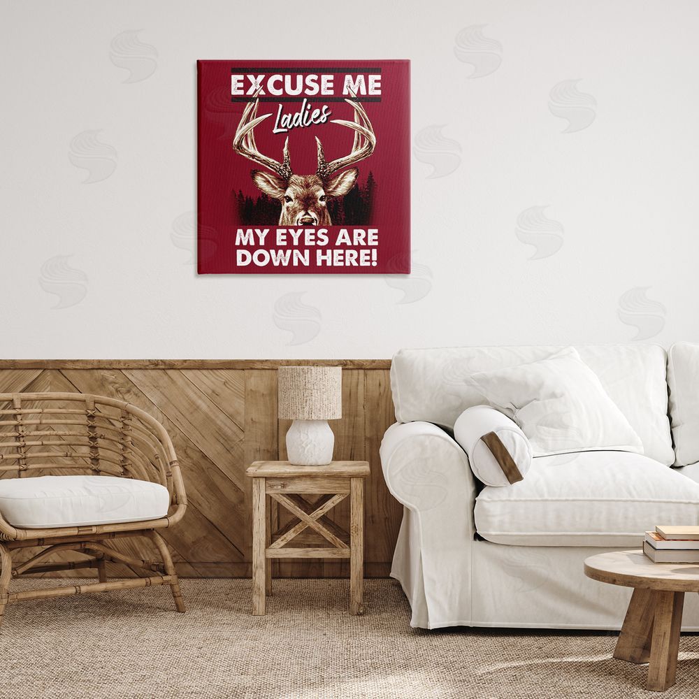 Jedco Brands Inc. Eyes Are Down Here Canvas Wall Art Print in Room