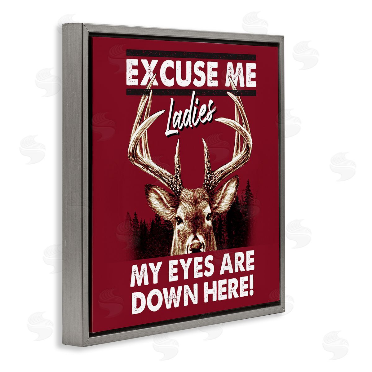 Jedco Brands Inc. Eyes Are Down Here Gray Floating Frame Canvas Wall Art Print