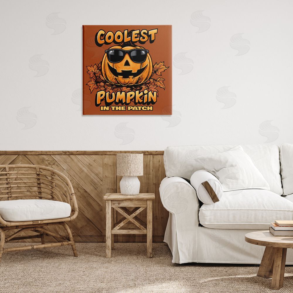 Jedco Brands Inc. Coolest Pumpkin with Sunglasses Canvas Wall Art Print in Room