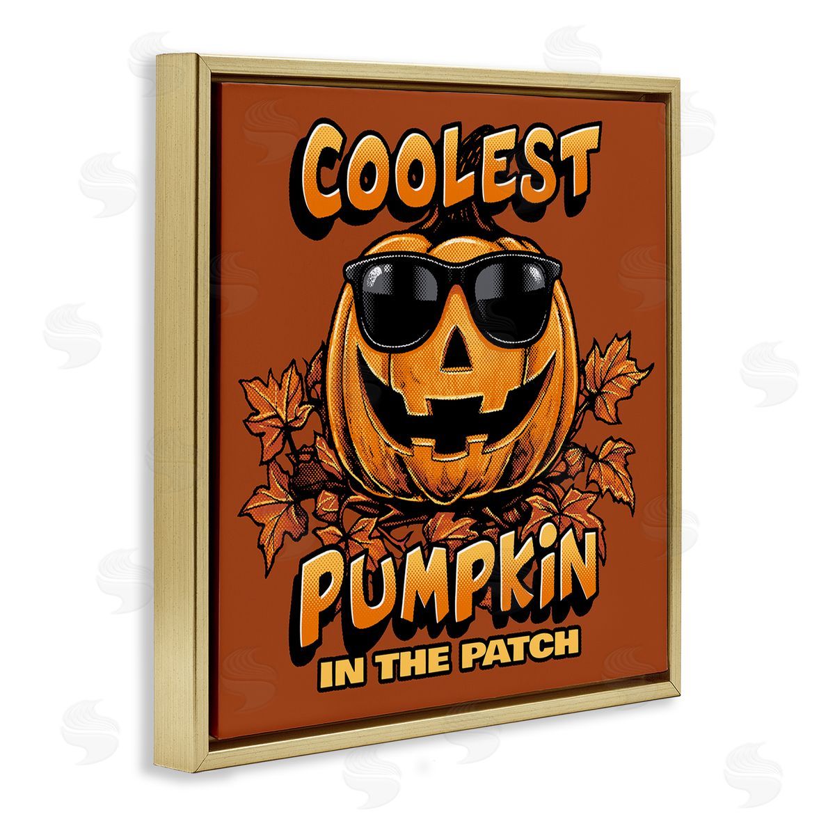 Jedco Brands Inc. Coolest Pumpkin with Sunglasses Gold Floating Frame Canvas Wall Art Print