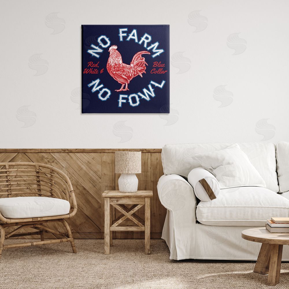Jedco Brands Inc. No Farm or Fowl Canvas Wall Art Print in Room