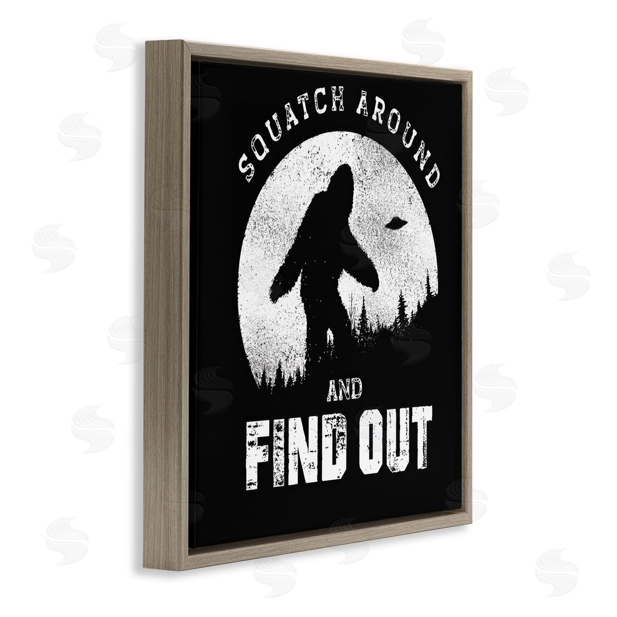 Jedco Brands Inc. Funny Mythical Monster Saying Brown Floating Frame Canvas Wall Art Print