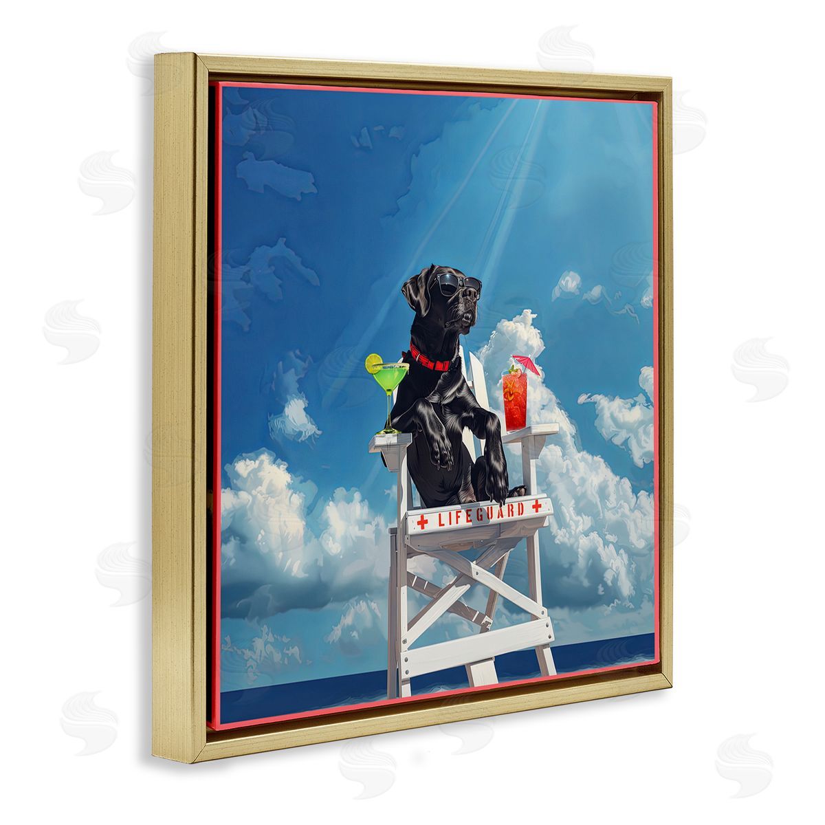 Jim Baldwin Guard Dog Lifeguard Gold Floating Frame Canvas Wall Art Print