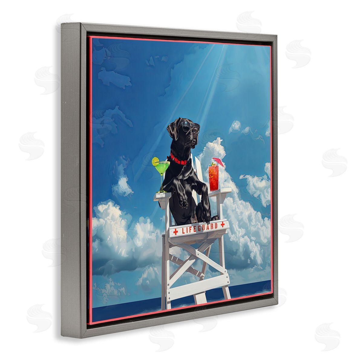 Jim Baldwin Guard Dog Lifeguard Gray Floating Frame Canvas Wall Art Print