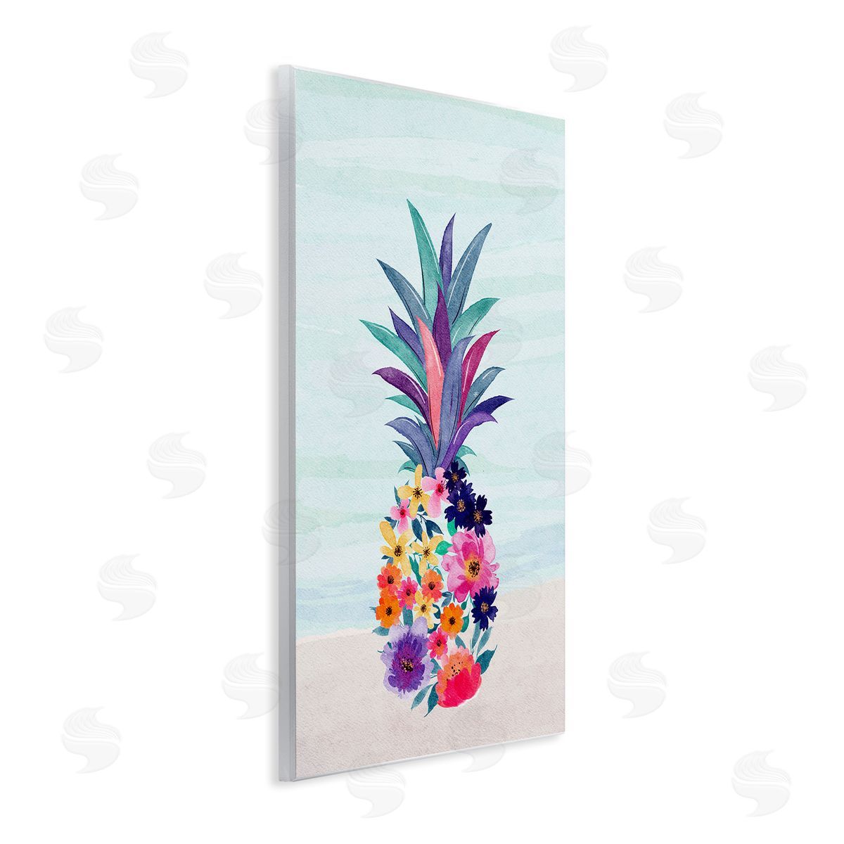 JJ Design House LLC Floral Pineapple Beach Wooden Wall Plaque Art Print