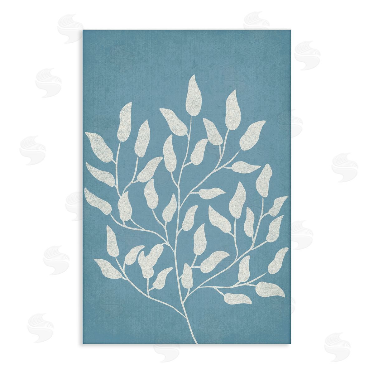 JJ Design House LLC Leaf Impressions on Blue Canvas Wall Art Print