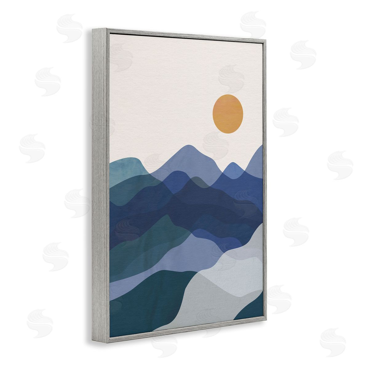 JJ Design House LLC Blue Layered Mountains Gray Framed Giclee Wall Art Print